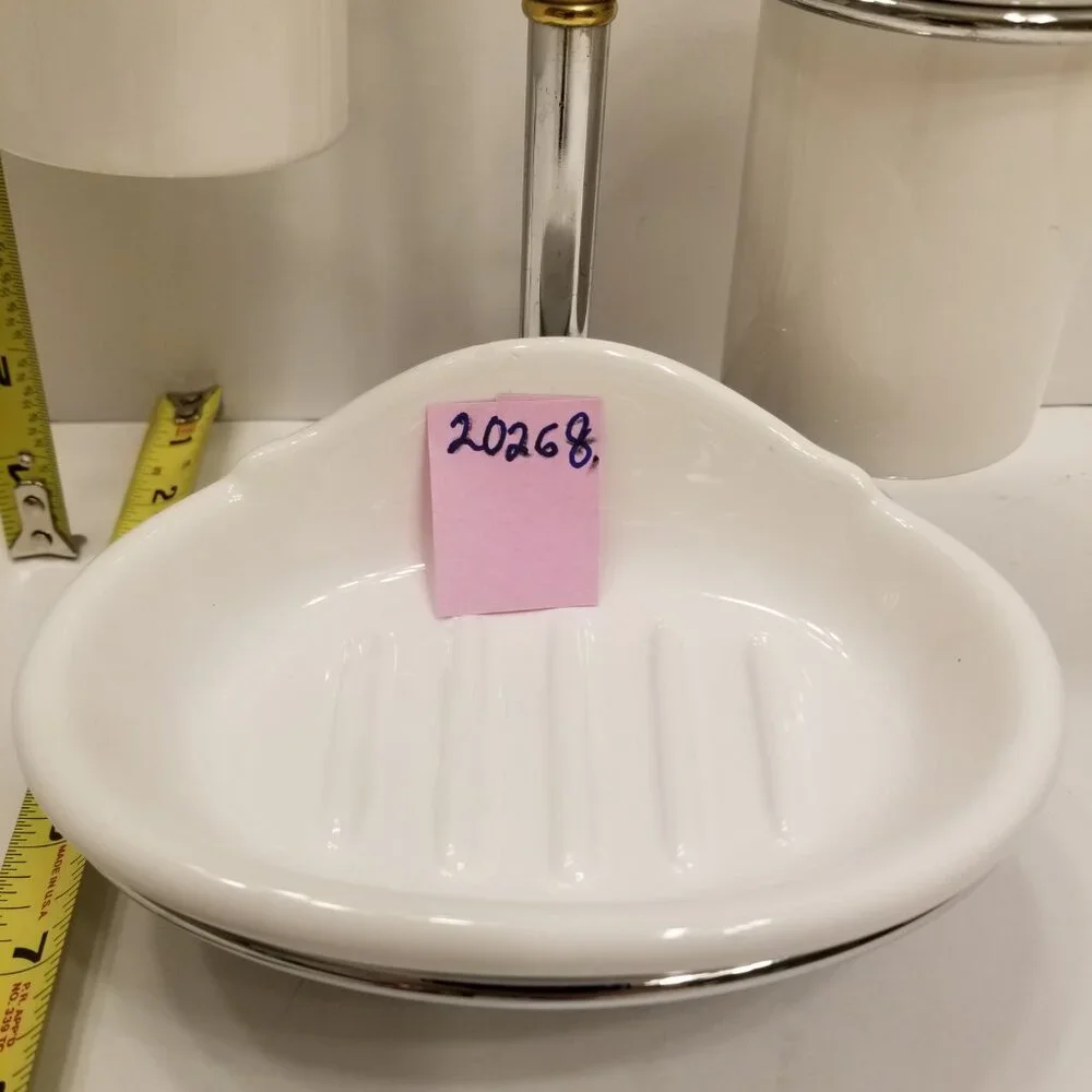 White Space-Saving Tower Bathroom Accessories Set Soap Dish Toothbrush Holdr Cup